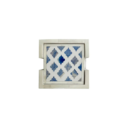 Bone Inlay Coaster set of 4 with holder Home decor - Hansa Handicraft