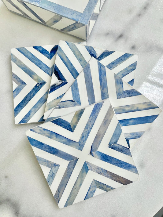 Bone Inlay Coaster set of 4 with holder Home decor - Hansa Handicraft