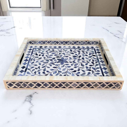 Handmade Bone Inlay Serving Tray â Decorative Resin Tray by HANA EXPORTS