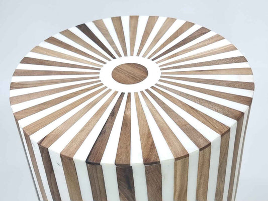 Stunning Handmade Side Table | Unique Wooden Art Piece | Striped Coffee & End Table | Adds Charm to Any Room-HANSA HANDICRAFT