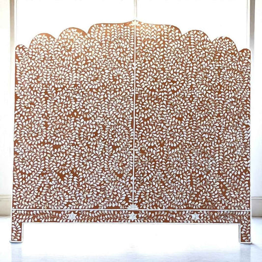 Handmade MOP Inlay Bed Headboard - Elegant Floral Design by HANA EXPORTS