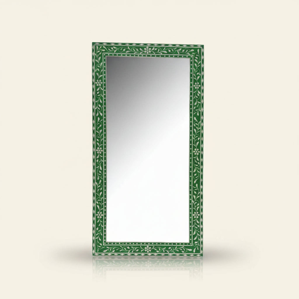 Handmade Bone Inlay Modern Mirror Frame | Wood & Resin Wall Décor by HANA EXPORTS