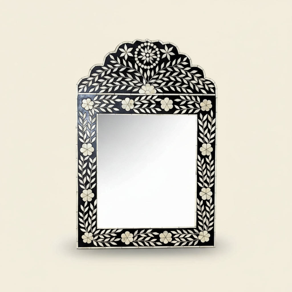 Handmade Bone Inlay Mirror Frame â 20x30" Wall Décor with Floral Pattern by HANA EXPORTS