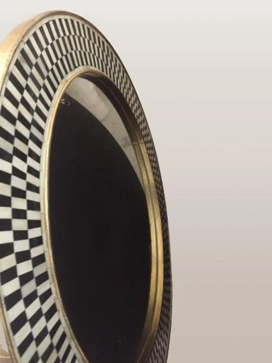 Bone Inlay Mirror Frame Handmade Decor Floral Design Wood Frame Entryway, Hallway, Living Room, Closet Mirror - Hansa Handicraft