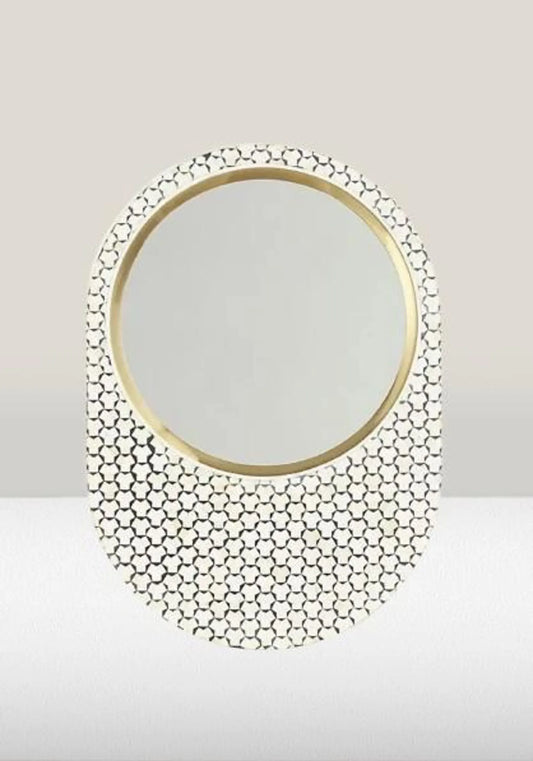 Bone Inlay Mirror Frame Irregular shape Handmade Decor Design Wood Frame Entryway, Hallway, Living Room, Closet Mirror - Hansa Handicraft
