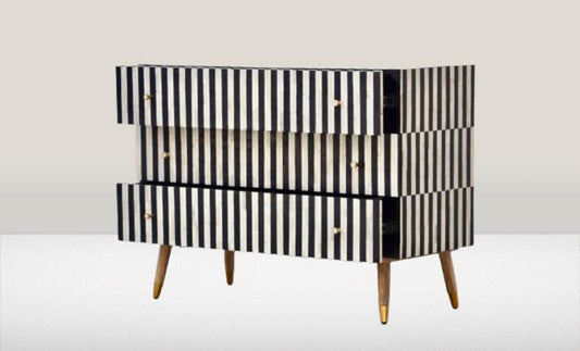 Bone Inlay Moroccan Design | Inlay three-Drawer Dresser| Chest of 3Drawers