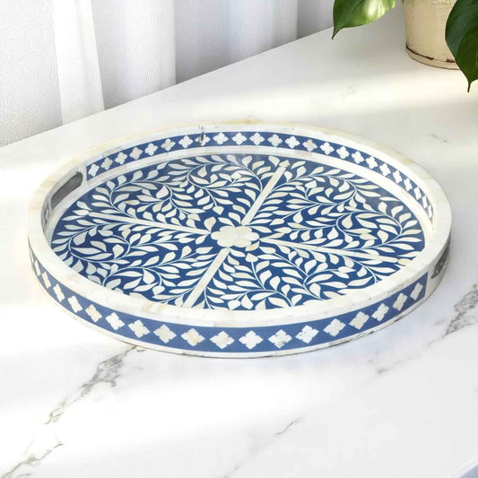 Handmade Bone Inlay Tray | Decorative Wooden Camel Bone Tray by Hansa Handicraft