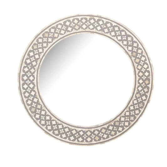 Handmade Bone Inlay Mirror Frame – Floral Pattern Wall Mirror -hansa handicraft - Hansa Handicraft