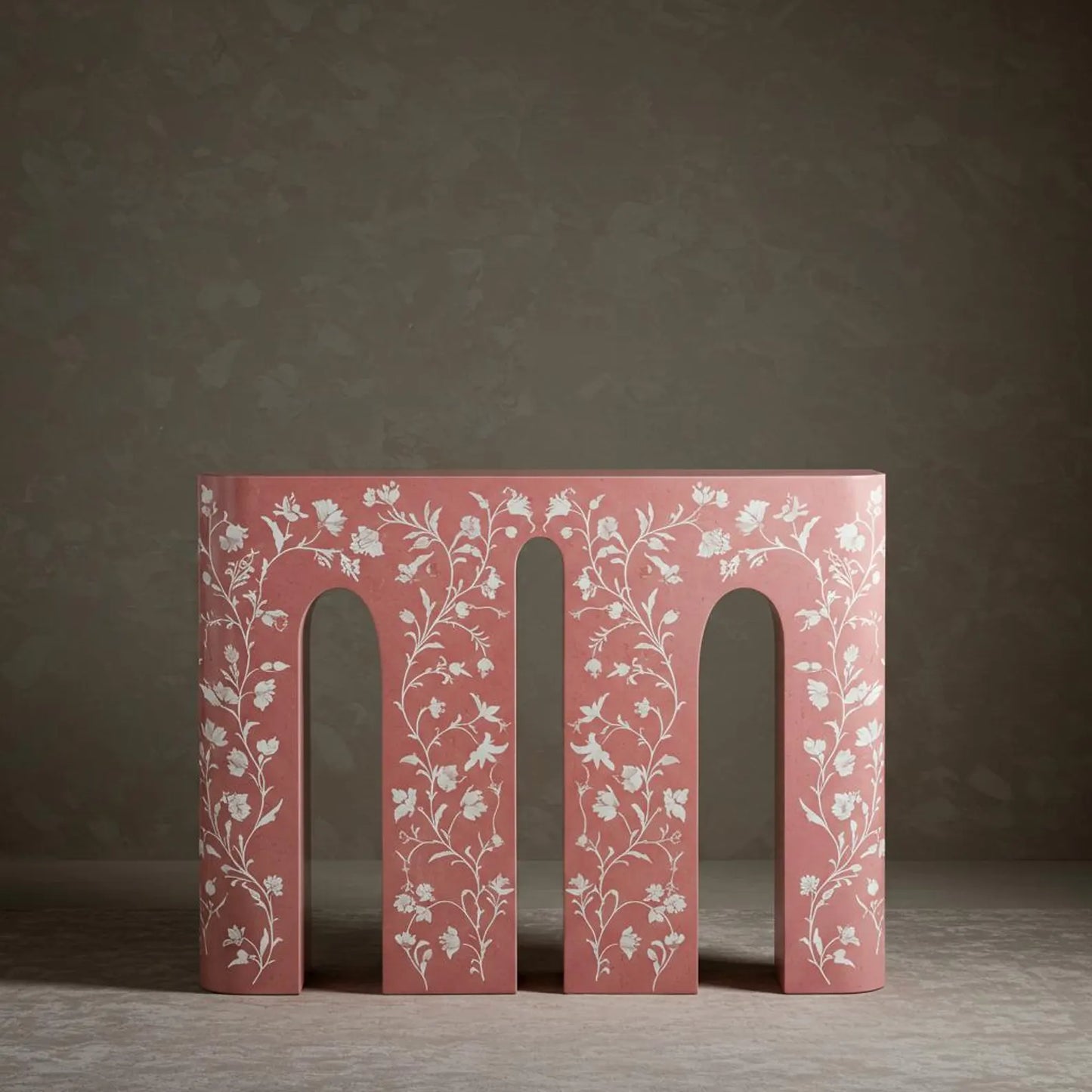 Handcrafted Chevron Pink Bone Inlay Console Table | Elegant Living Room Furniture by Hansa Handicrafts - Hansa Handicraft