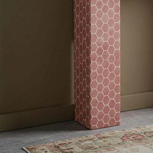 Artisan Pink Chevron Bone Inlay Console Table | Designer Furniture for Living Room | Hansa Handicrafts - Hansa Handicraft