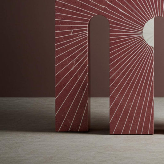 Artisan Pink Chevron Bone Inlay Console Table | Designer Furniture for Living Room | Hansa Handicrafts - Hansa Handicraft