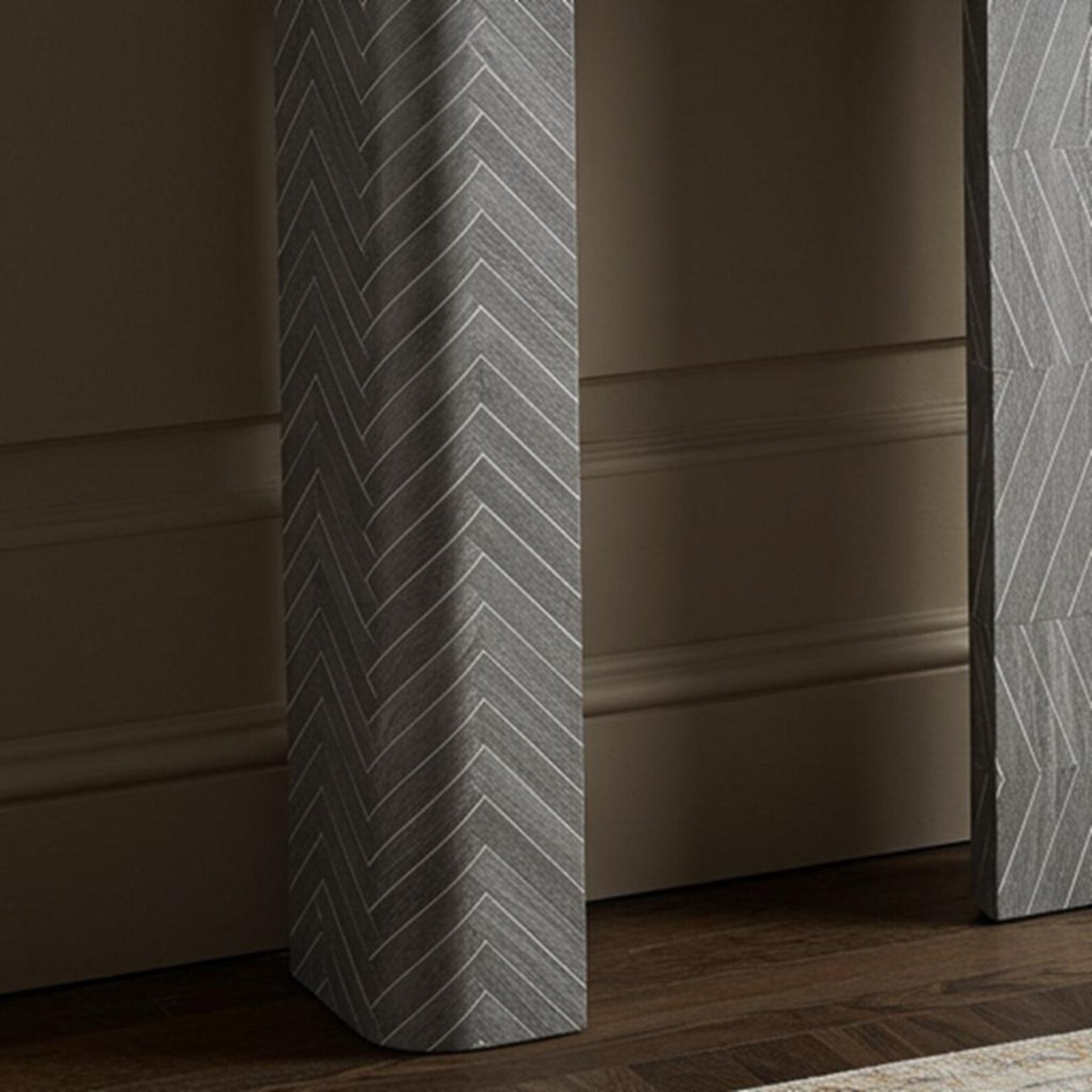 Luxury Gray Bone Inlay Console Table with Chevron Pattern – Handcrafted by Hansa Handicrafts