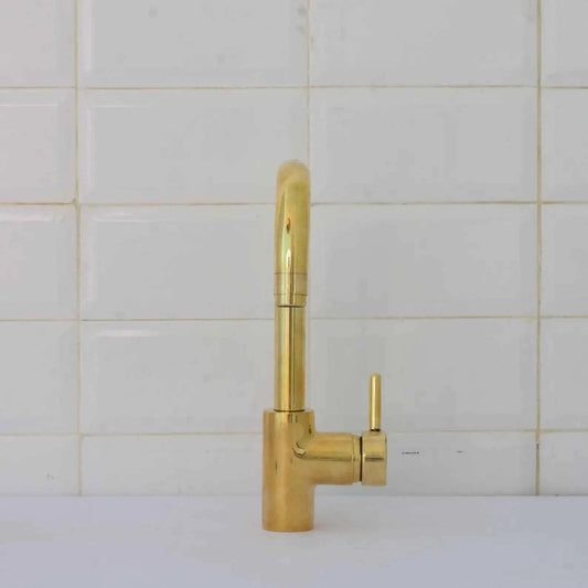 Handcrafted Unlacquered Brass Bathroom Faucet | Short Single Hole Mixer Tap – HANSA HANDICRAFT