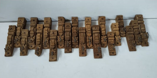 Indian Old Wooden Wall Hanger in Natural Finishing. - Hansa Handicraft
