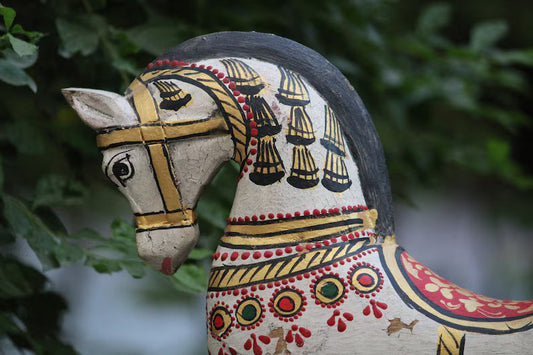 Vintage Wooden Decorative Horse Sculpture - Hansa Handicraft