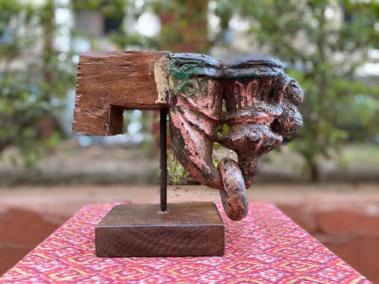 Candle stand Vintage Architectural Piece of the remains of an Old Wooden Door Salvaged Wooden Old Antique Wooden Carved Panel - Hansa Handicraft