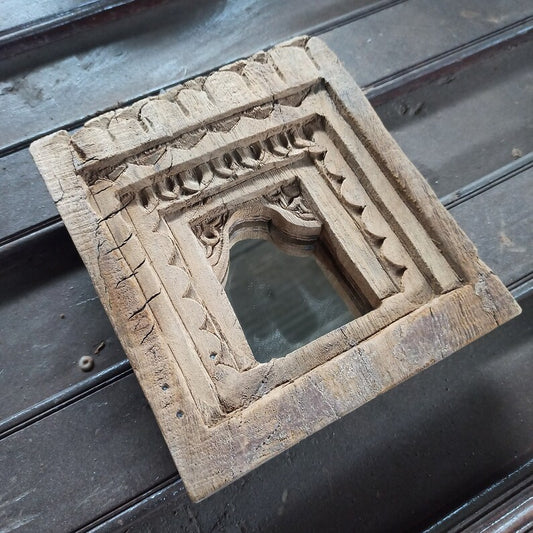 Old Indian Temple Mirror , Reclaimed Mirror, Antique Furniture, Home Decor. - Hansa Handicraft