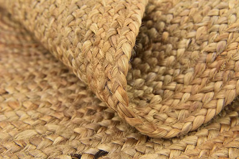 Hand-braided Natural round Jute Rug | 120cm jute round Rug / Natural Jute Round Rug, Bohemian/Boho / Circular Natural Rug 120 cm In Diameter - Hansa Handicraft