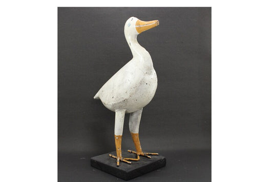 Bird Figurine Vintage Metal Handcrafted Rare with White Shade and Rustic Touch for Décor - Hansa Handicraft