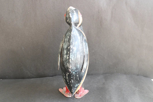 11" Vintage and Handcrafted Rare metal Penguin Figurine with Black Shade and Rustic Touch for Decor - Hansa Handicraft
