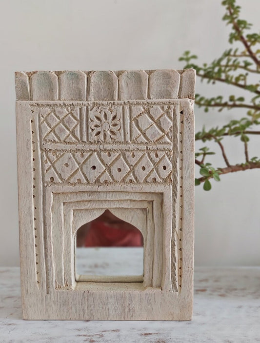 Old Indian Bleach Temple Mirror , Reclaimed Mirror, Antique Furniture, Home Decor / indiantemplemirror / wall hanging mirror frame. - Hansa Handicraft