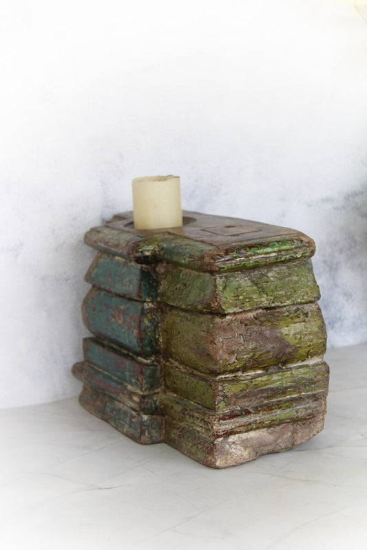 Candle Holder Handcrafted Vintage Wooden Unique Old Candle Stand Old Collectible Décor Items Rustic home décor - Hansa Handicraft