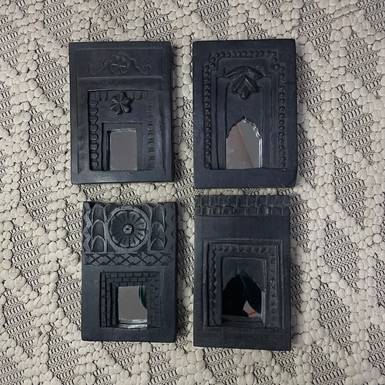 Wooden vintage Temple mirror frame (set of Three).
