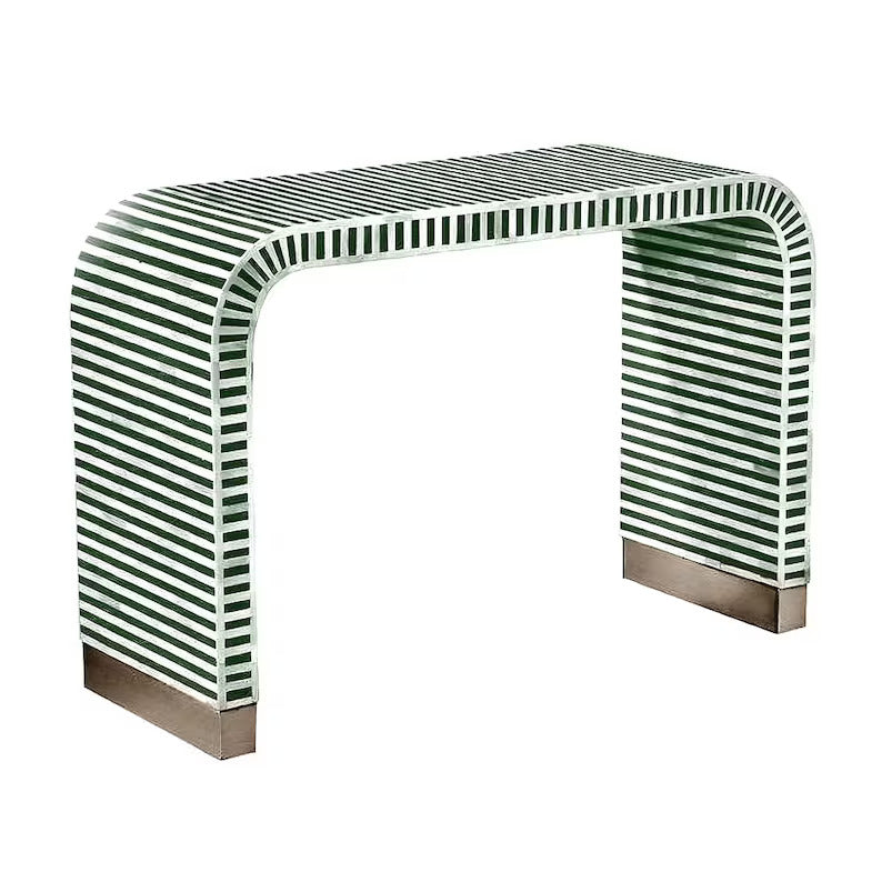 Handmade Striped Waterfall Bone Inlay Console Table | Unique Exotic Design for Entryway, Living Room, and Dining Room Decor