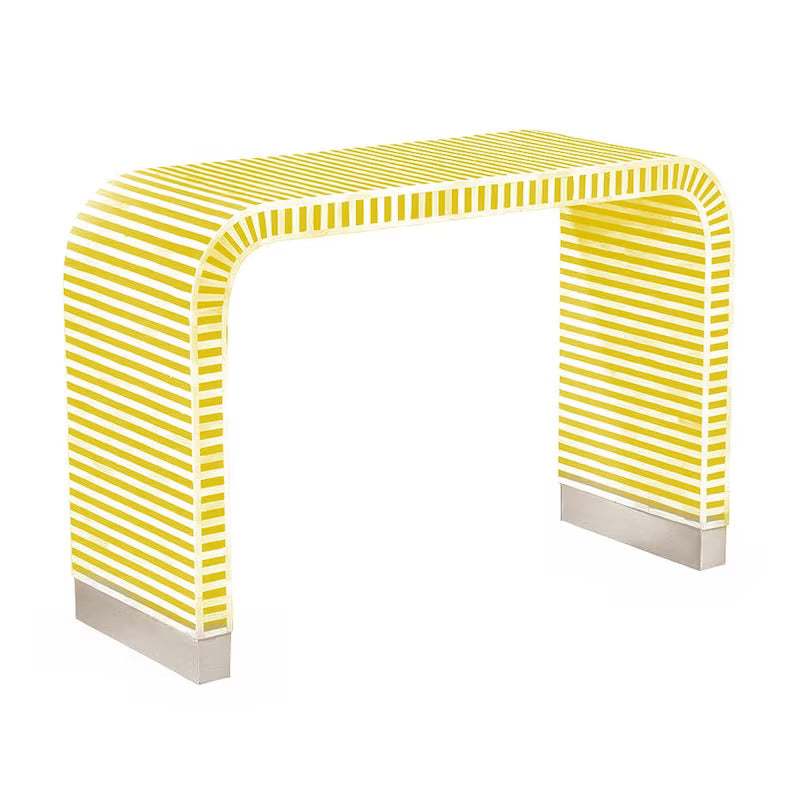 Handmade Striped Waterfall Bone Inlay Console Table | Unique Exotic Design for Entryway, Living Room, and Dining Room Decor