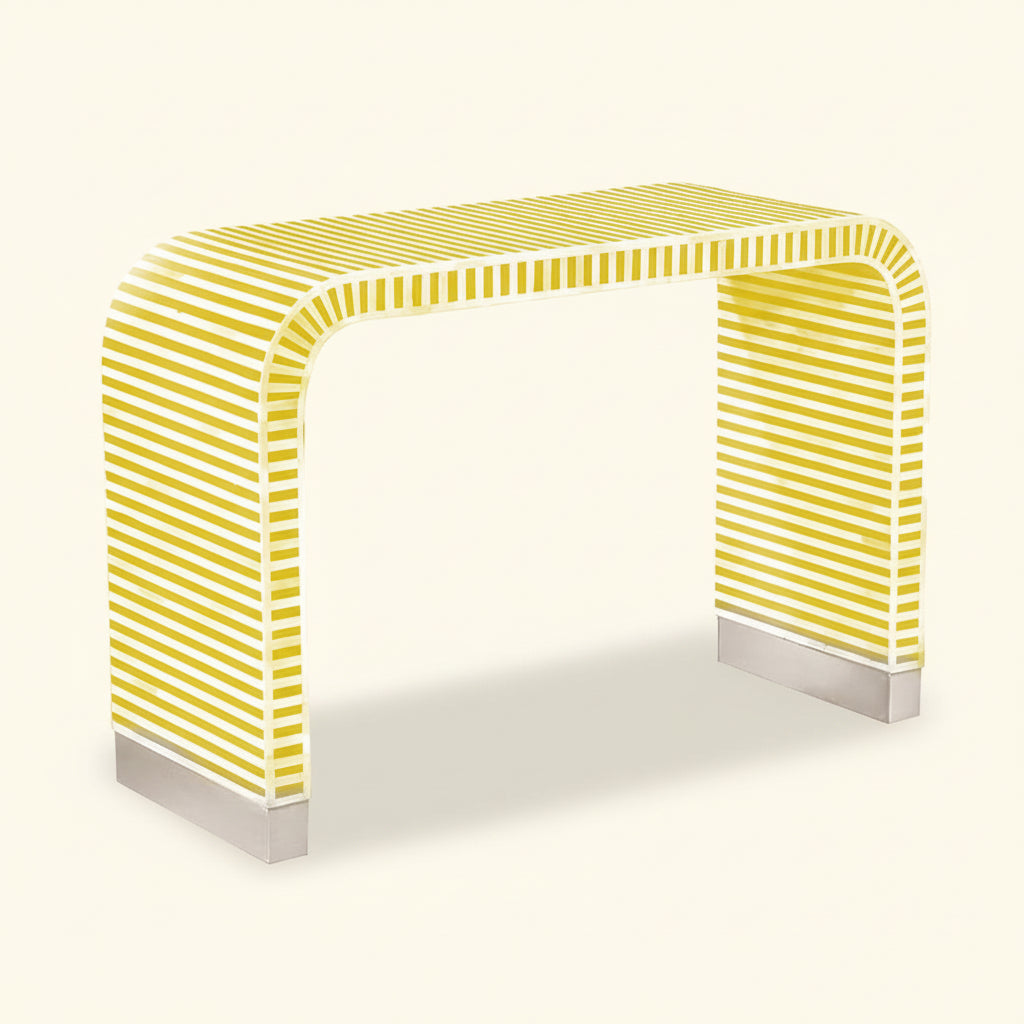 Handmade Striped Waterfall Bone Inlay Console Table | Unique Exotic Design for Entryway, Living Room, and Dining Room Decor - Hansa Handicraft