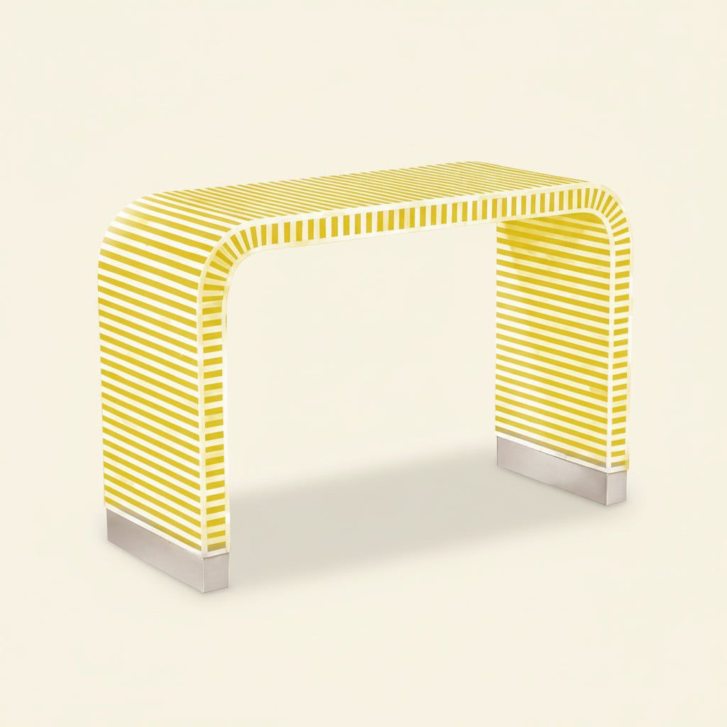 Handmade Striped Waterfall Bone Inlay Console Table | Unique Exotic Design for Entryway, Living Room, and Dining Room Decor - Hansa Handicraft