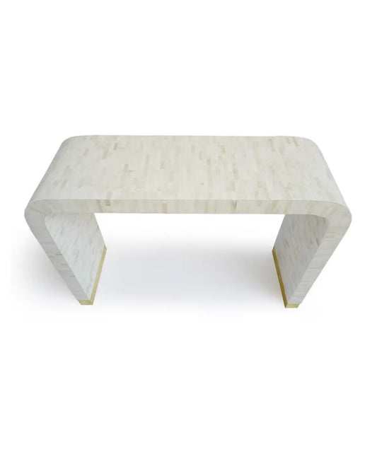Handmade Striped Natural Bone Waterfall Bone Inlay Console Table | Unique Exotic Design for Entryway, Living Room, and Dining Room Decor - Hansa Handicraft
