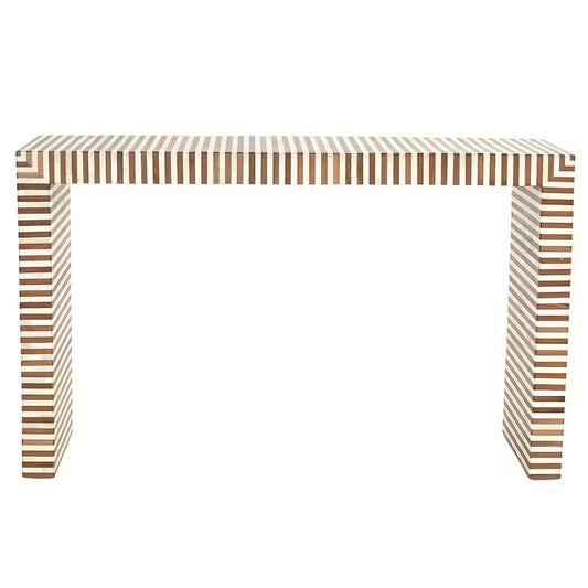 Handmade Studio a Sienna Waterfall Bone Inlay Console Table | Unique Exotic Design for Entryway, Living Room, and Dining Room Decor - Hansa Handicraft