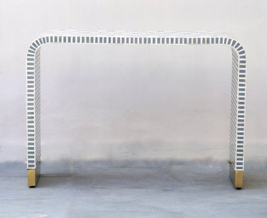 Handmade Fish scale Waterfall Bone Inlay Console Table | Unique Exotic Design for Entryway, Living Room, and Dining Room Decor - Hansa Handicraft