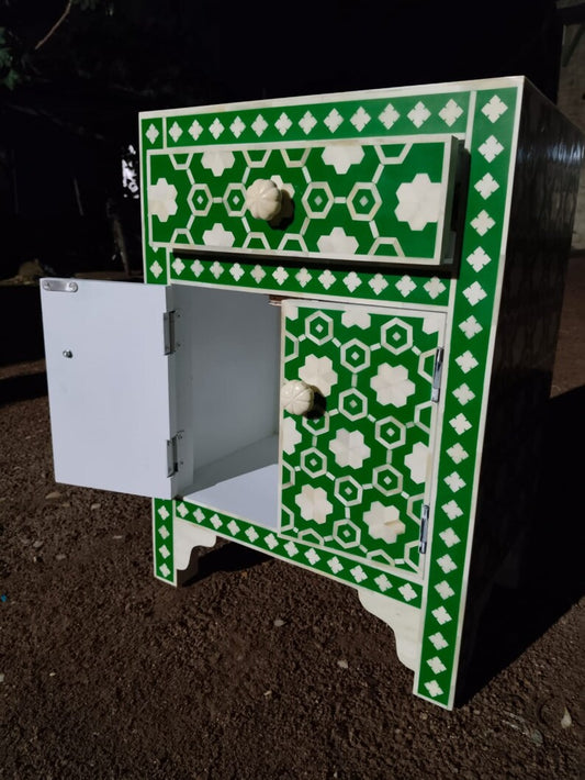 Bone Inlay Wooden Modern Bedside/Side Table/Night Stand inlay Furniture . - Hansa Handicraft