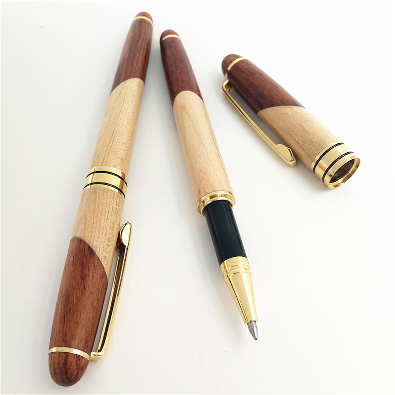Wooden Flip Cover Pen Case, Wooden Signature Pen Set, Rosewood Pen Box, Wood Pen, Pen Stand Holder, Gift for him, Graduation Gifts, Christmas Gifts