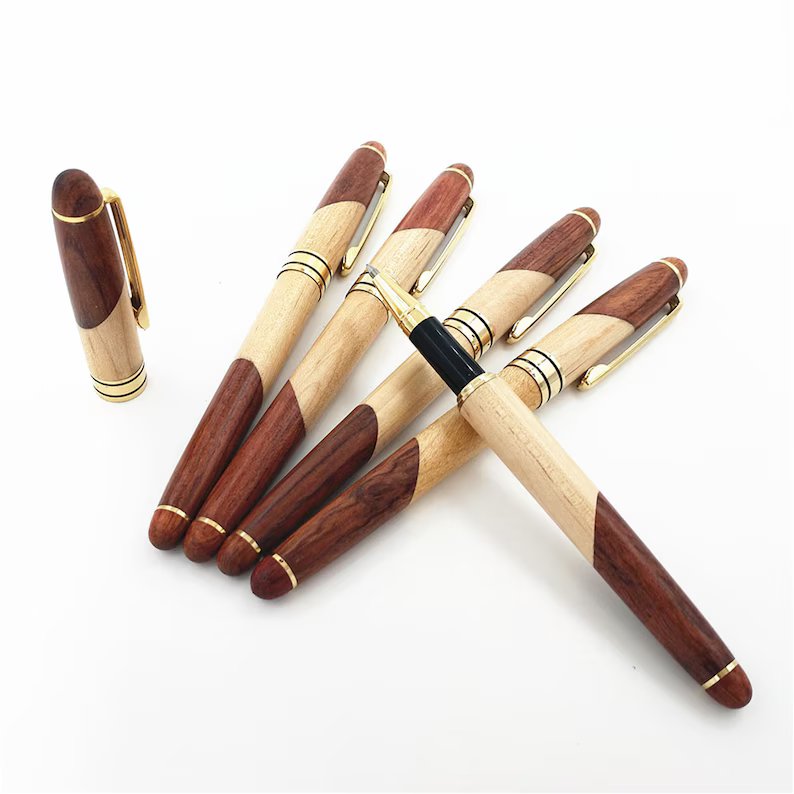 Wooden Flip Cover Pen Case, Wooden Signature Pen Set, Rosewood Pen Box, Wood Pen, Pen Stand Holder, Gift for him, Graduation Gifts, Christmas Gifts