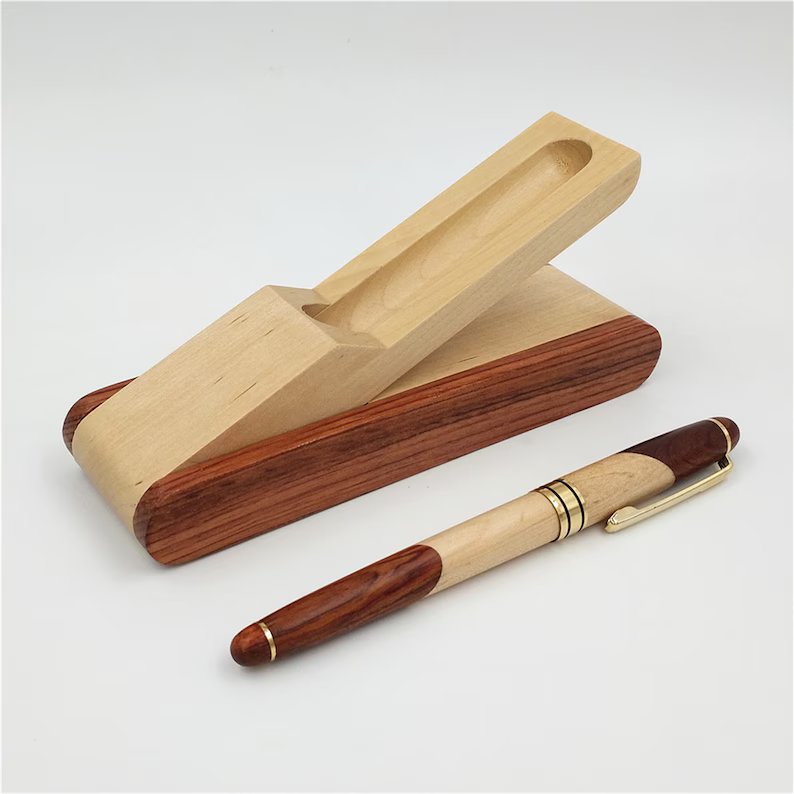 Wooden Flip Cover Pen Case, Wooden Signature Pen Set, Rosewood Pen Box, Wood Pen, Pen Stand Holder, Gift for him, Graduation Gifts, Christmas Gifts