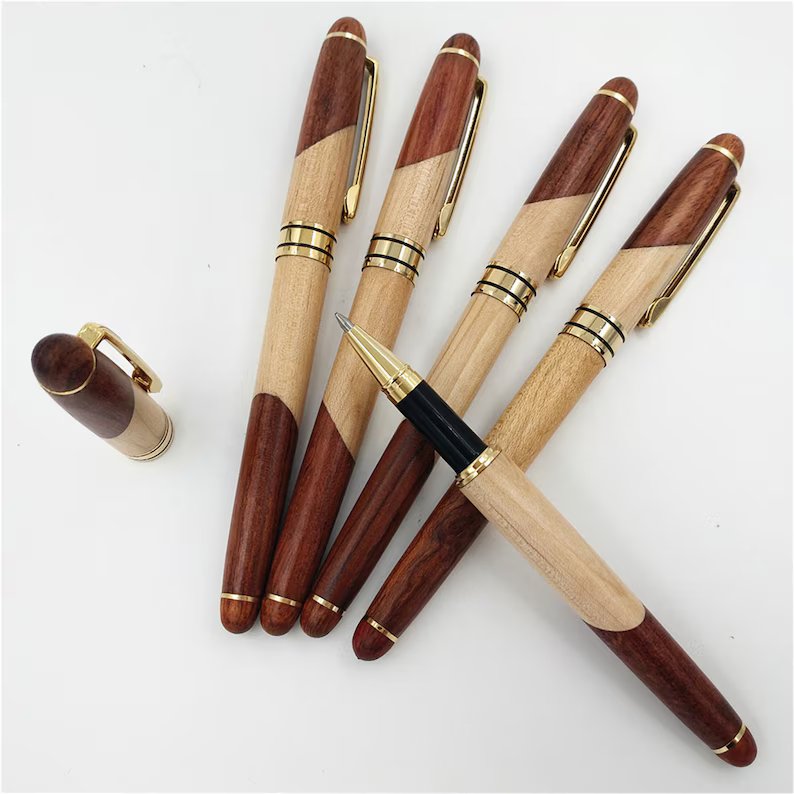 Wooden Flip Cover Pen Case, Wooden Signature Pen Set, Rosewood Pen Box, Wood Pen, Pen Stand Holder, Gift for him, Graduation Gifts, Christmas Gifts