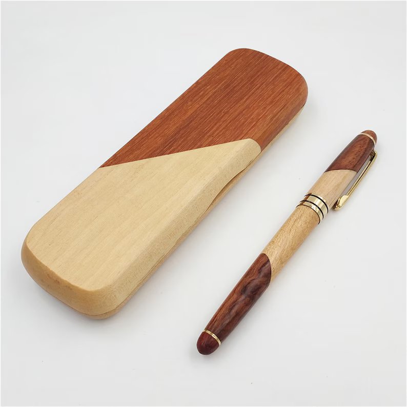 Wooden Flip Cover Pen Case, Wooden Signature Pen Set, Rosewood Pen Box, Wood Pen, Pen Stand Holder, Gift for him, Graduation Gifts, Christmas Gifts