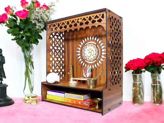 Home Office Beautiful Wooden Pooja Stand for Home/Mandir for Home/Temple Hindu God - Hansa Handicraft
