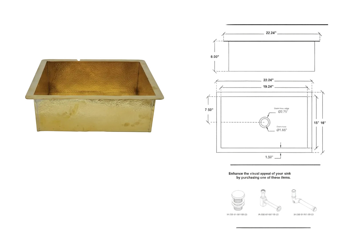Premium Hammered Brass Kitchen Island Sink | Rectangular Farmhouse Style Sink – HANSA HANDICRAFT