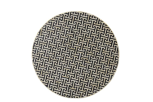 Bone Inlay Round Coffee Table for Home Centre Table Tentris Pattern Black Base by Hansa Handicraft - Hansa Handicraft