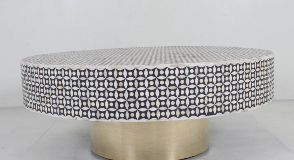 Bone Inlay Round Coffee Table for Home Centre Table by Hansa Handicraft - Hansa Handicraft