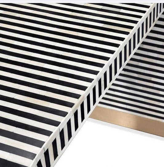 Handmade Striped Waterfall Bone Inlay Console Table | Unique Exotic Design for Entryway, Living Room, and Dining Room Decor - Hansa Handicraft
