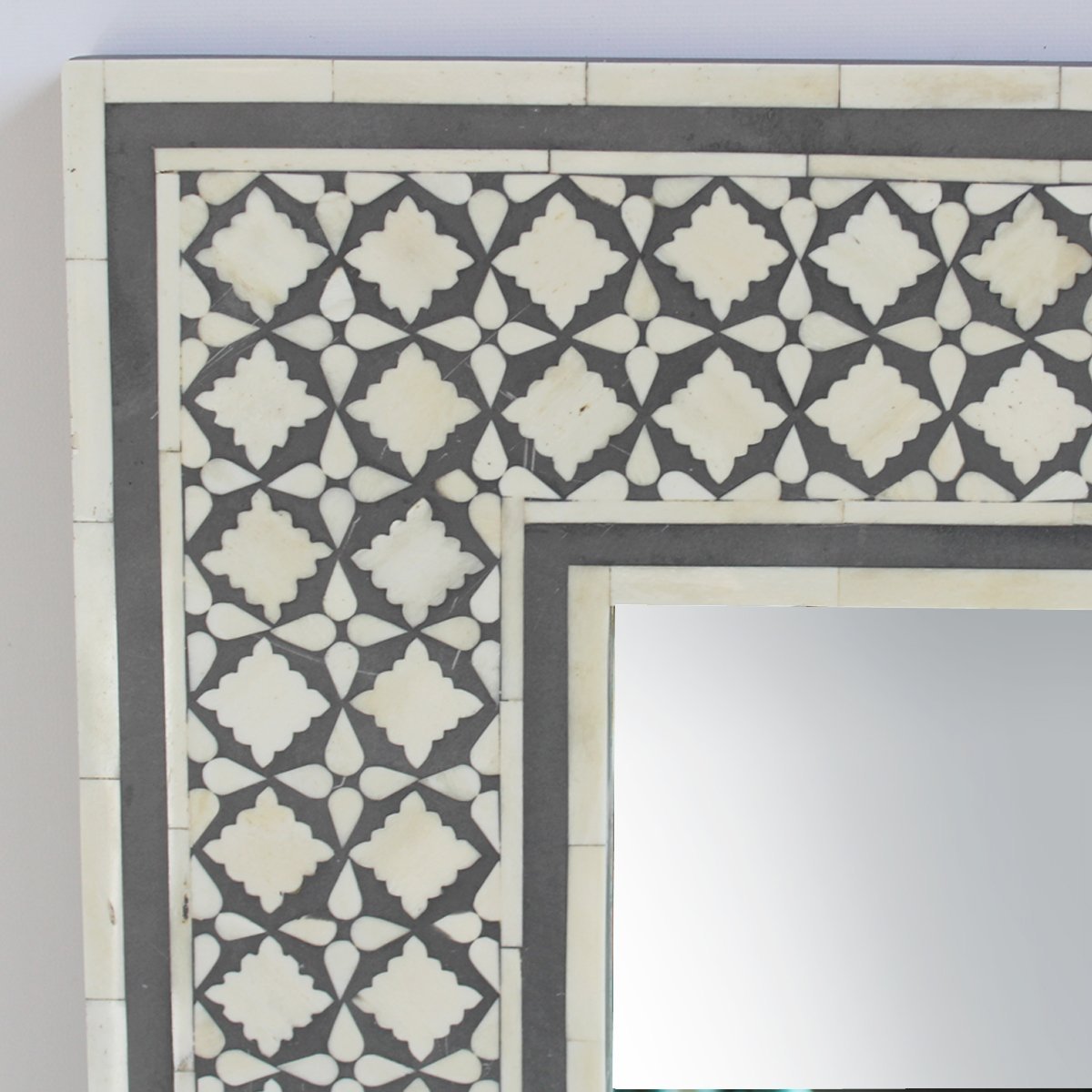 Bone Inlay Mirror Frame Handmade Decor Mughal Design Wood Frame Entryway, Hallway, Living Room, Closet Mirror - Hansa Handicraft