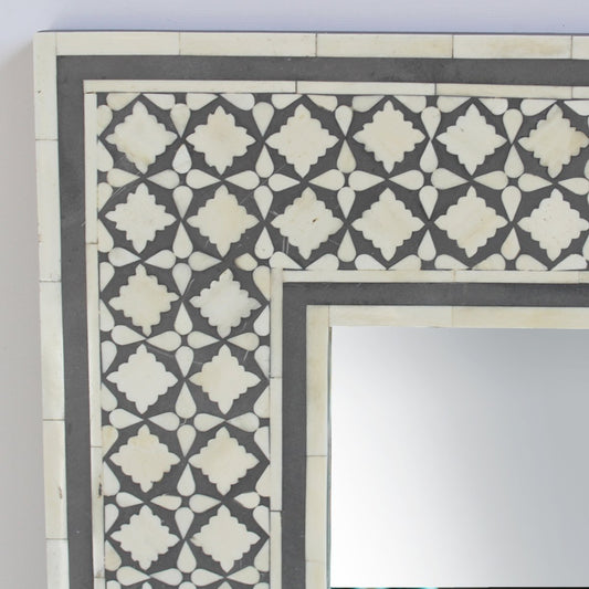Bone Inlay Mirror Frame Handmade Decor Mughal Design Wood Frame Entryway, Hallway, Living Room, Closet Mirror - Hansa Handicraft
