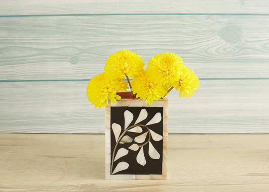 Handmade Pearl Inlay Floral Pattern Pen & Pencil Holder Caddy Desk Cup, Penholder for Desk Pen Holder Unique Pencil Holder for Desk Modern - Hansa Handicraft