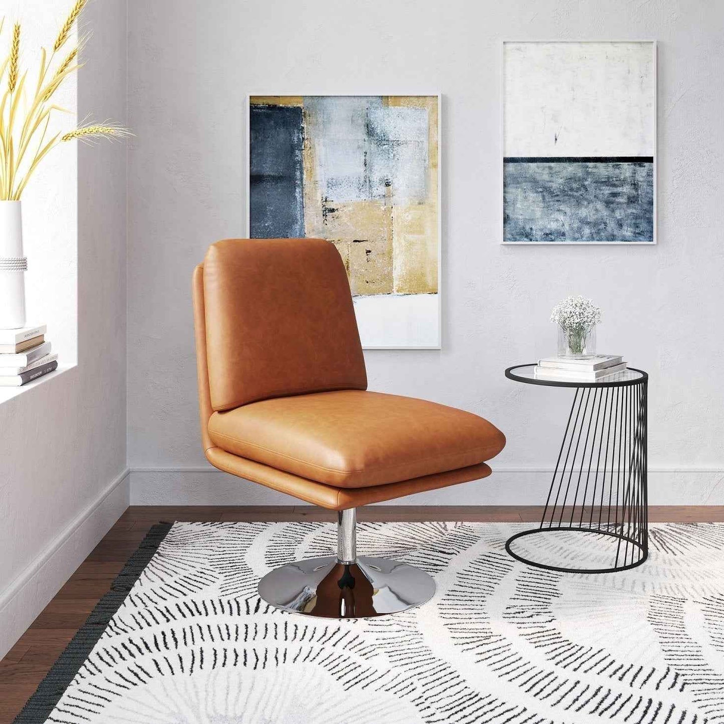 JET-SET BROWN VINYL SWIVEL CHAIR