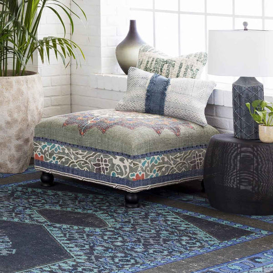 KAMALA COCKTAIL OTTOMAN: GRAY, DENIM